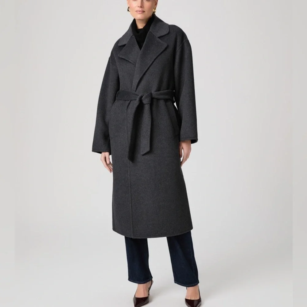 PAIGE Connery Wool-Blend Long Robe Coat in charcoal gray color Size XSmall NWT